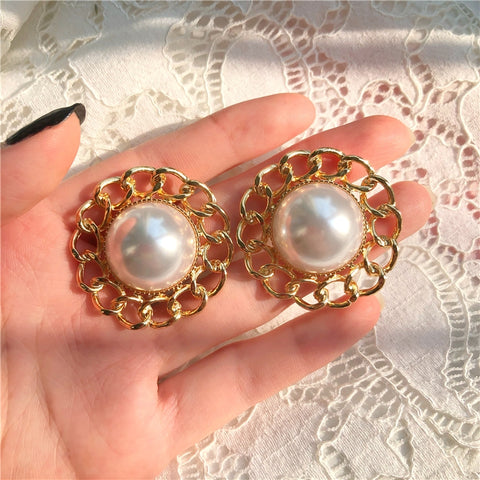 Big Pearl Studs With Braided Pattern | Style No. 204