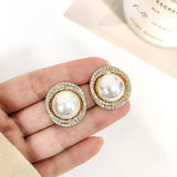 Pearl Earrings with Cubic Zirconia | Style No. 124