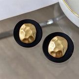 Gold Stud Earrings With Black Color | Style No. 142