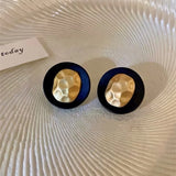 Gold Stud Earrings With Black Color | Style No. 142