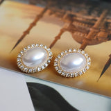 Gold Pearl Earrings With Cubic Zirconia | Style No. 219