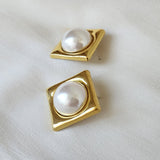 Big Pearl Earrings with Square Bezel | Style No. 238