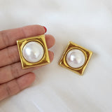 Big Pearl Earrings with Square Bezel | Style No. 238