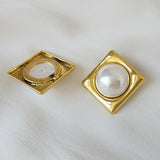 Big Pearl Earrings with Square Bezel | Style No. 238