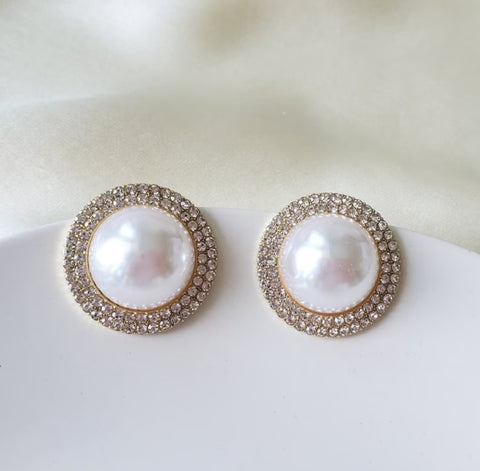 Big Pearl Studs Earrings With Sparkles | Style No. 211