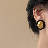 Gold Stud Earrings With Black Color | Style No. 142