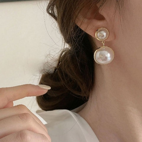 Large White Pearl Dangle Earrings | Style No. 216