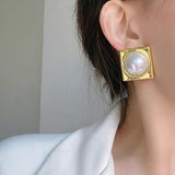 Big Pearl Earrings with Square Bezel | Style No. 238