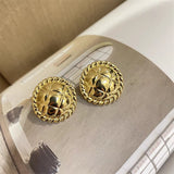 Gold Stud Earrings in Button Shape | Style No. 136