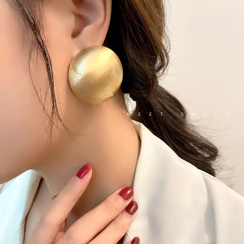 Gold Stud Earrings in Dome Shape | Style No. 247