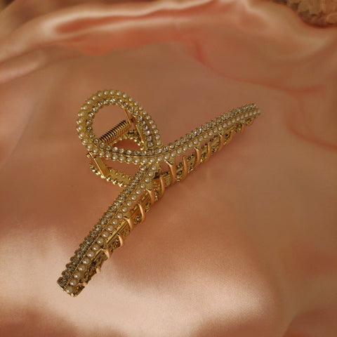 Rhinestone and Pearl Large Hair Clip