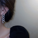 Silver Chain Earrings With Rhinestones