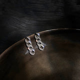 Silver Chain Earrings With Rhinestones