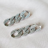 Silver Chain Earrings With Rhinestones