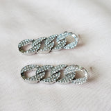 Silver Chain Earrings With Rhinestones