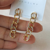 Gold Chain Earrings With Rhinestones | Style No. 148