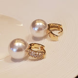 Gold Pearl Earrings With Cubic Zirconia | Style No. 166