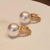 Gold Pearl Earrings With Cubic Zirconia | Style No. 166