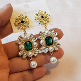 Antique Earrings With Emerald Crystals | Style No. 143