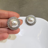 Large Pearl Stud Earrings With Sparkles | Style No. 188