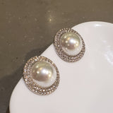 Large Pearl Stud Earrings With Sparkles | Style No. 188