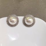 Large Pearl Stud Earrings With Sparkles | Style No. 188