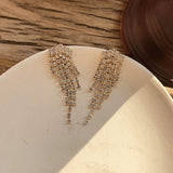 Gold Rhinestone Tassel Earrings | Style No. 196