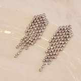 Silver Rhinestone Tassel Earrings | Style No. 225