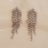 Silver Rhinestone Tassel Earrings | Style No. 225