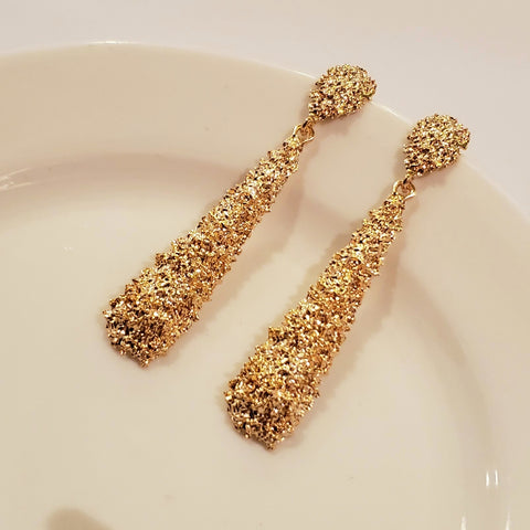 Sparkly Long Gold Earrings | Style No. 226