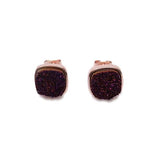 Rose Gold Druzy Earrings in Square Shape