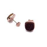 Rose Gold Druzy Earrings in Square Shape